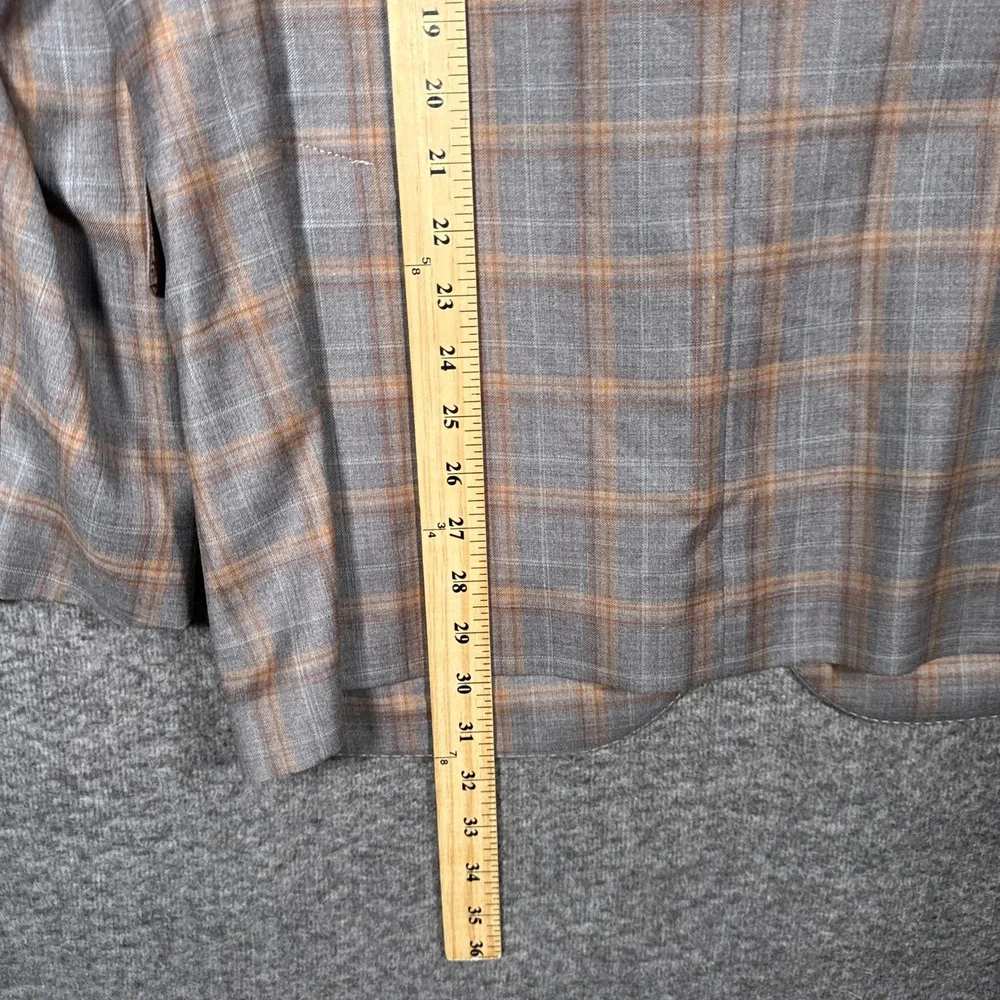 J Hilburn Sport Coat Mens 42S Windowpane Plaid Reda Italian Wool Unstructured